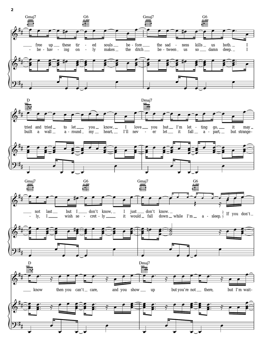 Nothing Lasts Forever Piano, Vocal, Guitar scores gallery preview page 2