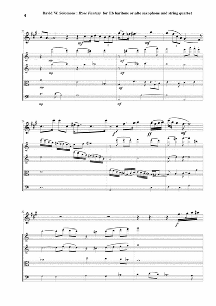 David Warin Solomons: Rose Fantasy for Eb baritone or alto saxophone and string quartet image number null