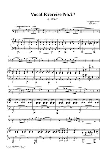 G. Concone-Vocal Exercise No.27,for Contralto(or Bass) and Piano image number null