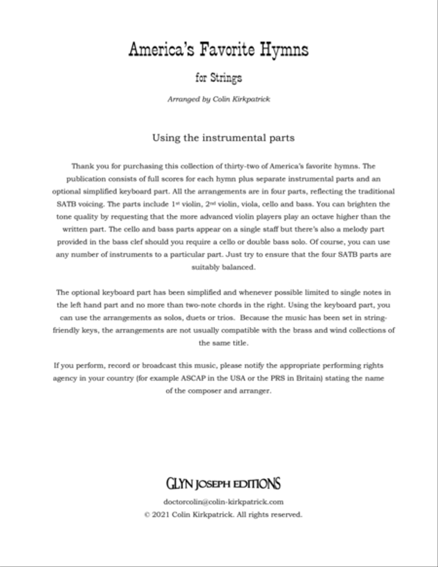America's Favorite Hymns arranged for Strings String Orchestra scores gallery preview page 3