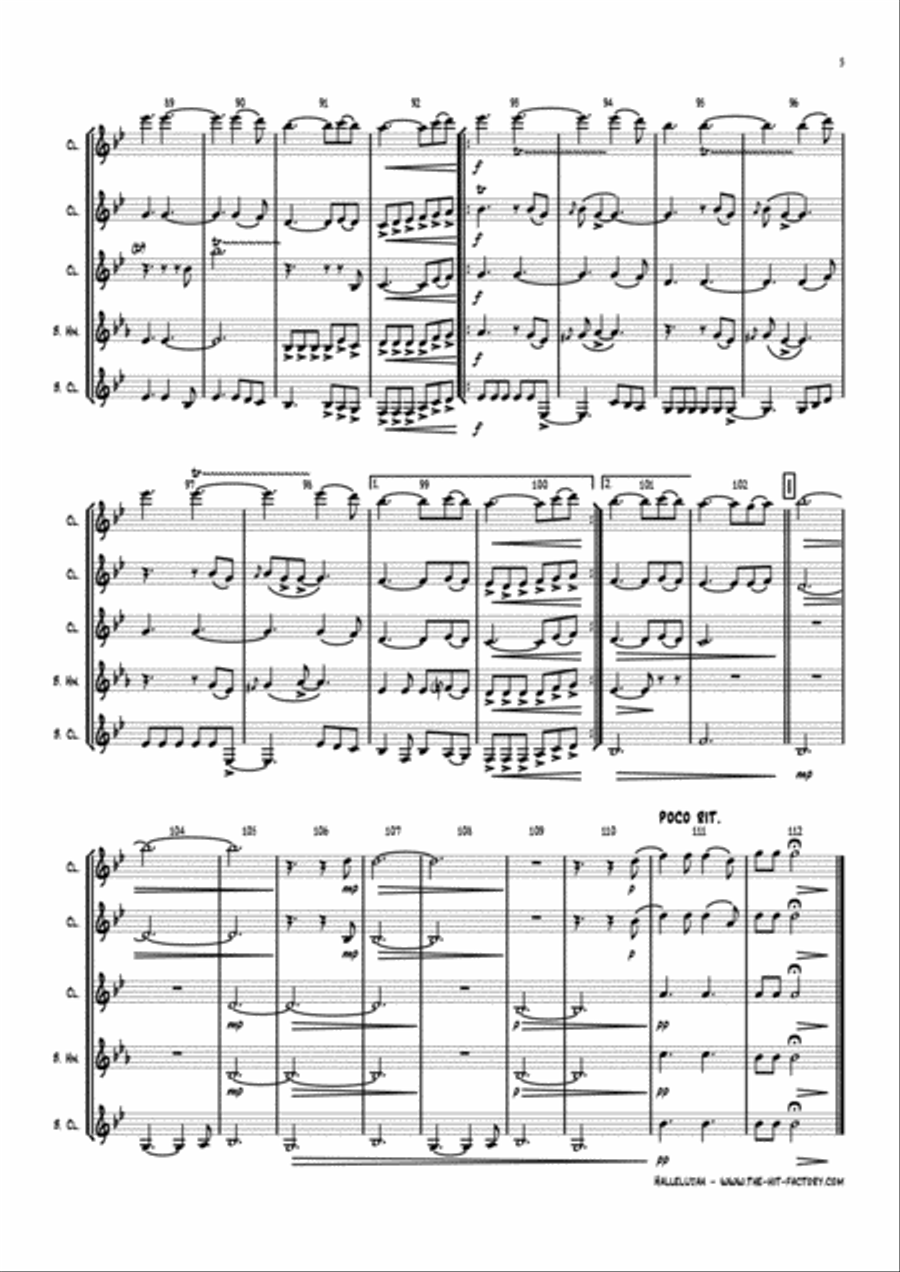 Hallelujah Woodwind Ensemble scores gallery preview page 5