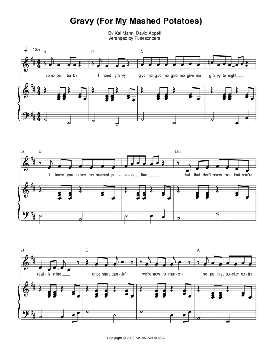 Gravy (For My Mashed Potatoes) Voice scores gallery preview page 1