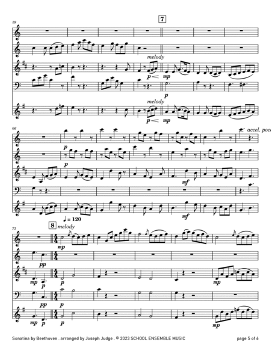 Sonatina by Beethoven for Woodwind Quartet in Schools Woodwind Quartet scores gallery preview page 5