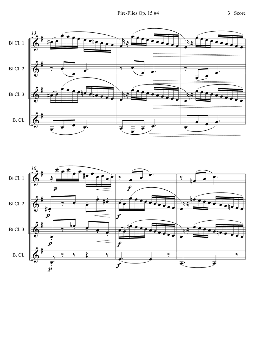 Amy Beach - Fire-Flies set for Clarinet Quartet Clarinet Quartet scores gallery preview page 4