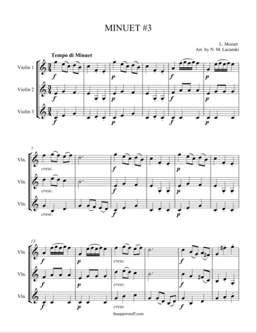 Minuet #3 String Trio scores gallery preview page 1