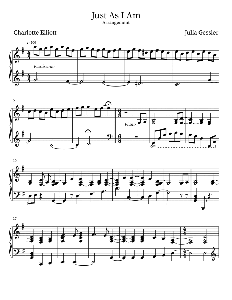 Just As I Am Piano Solo scores gallery preview page 1