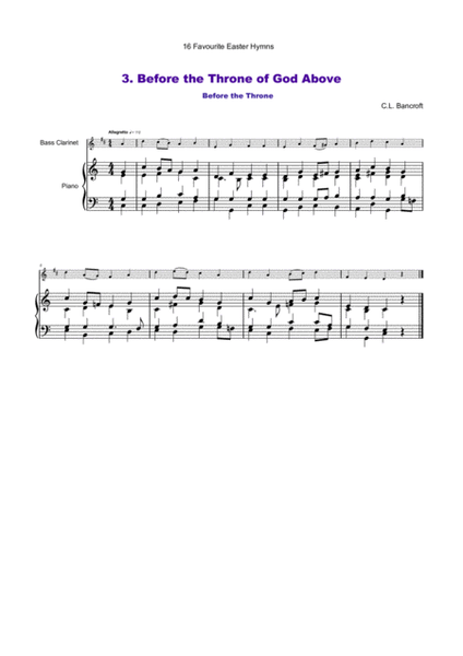 16 Favourite Easter Hymns for Solo Bass Clarinet and Piano