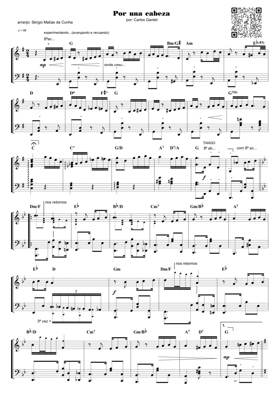Por una cabeza Piano Solo scores gallery preview page 1