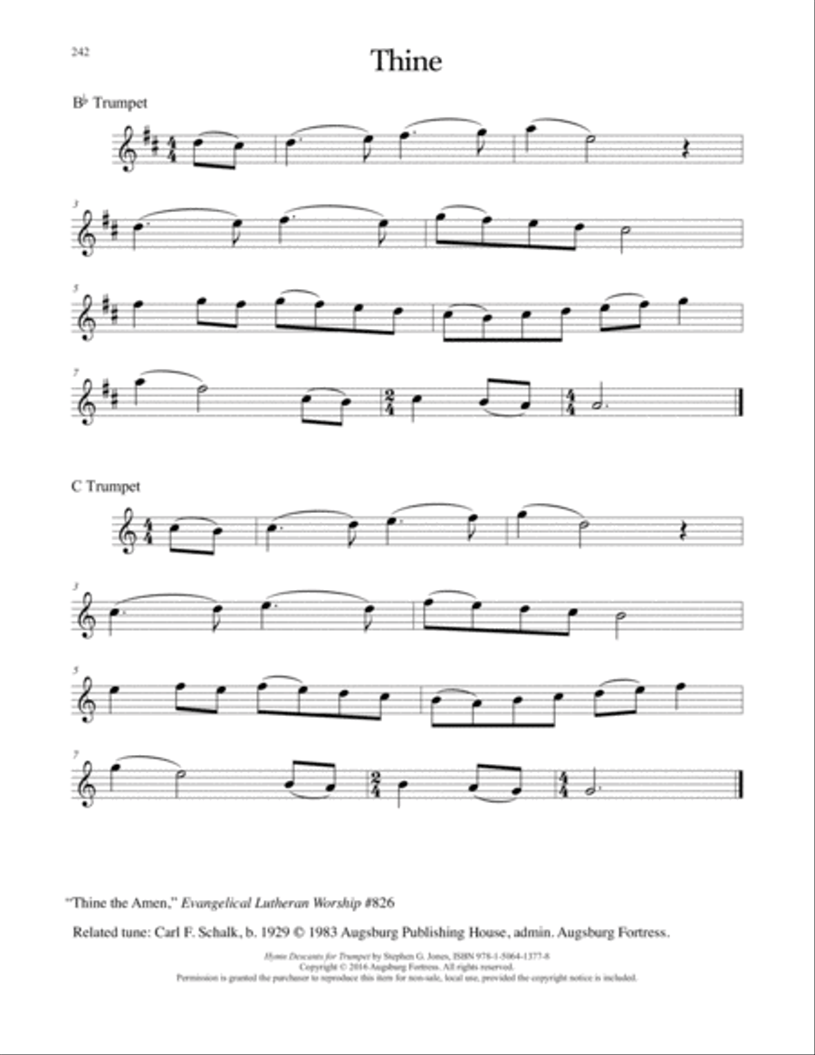 Hymn Descants for Trumpet C Trumpet scores gallery preview page 243