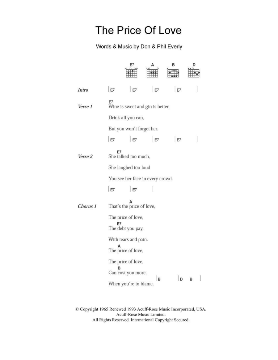 The Price Of Love Acoustic Guitar scores gallery preview page 1