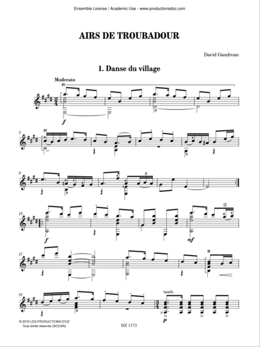 Airs de troubadour Classical Guitar scores gallery preview page 2