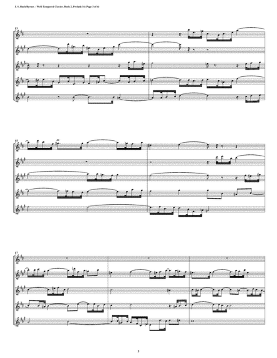 Prelude 16 from Well-Tempered Clavier, Book 2 (Saxophone Quintet) image number null