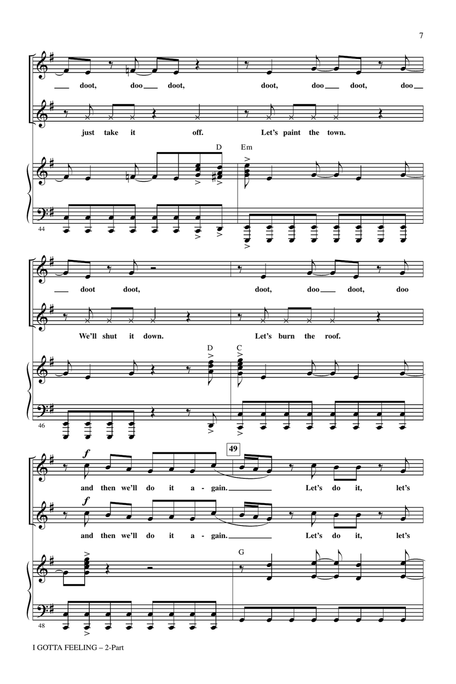 I Gotta Feeling (arr. Mark Brymer) 2-Part scores gallery preview page 6
