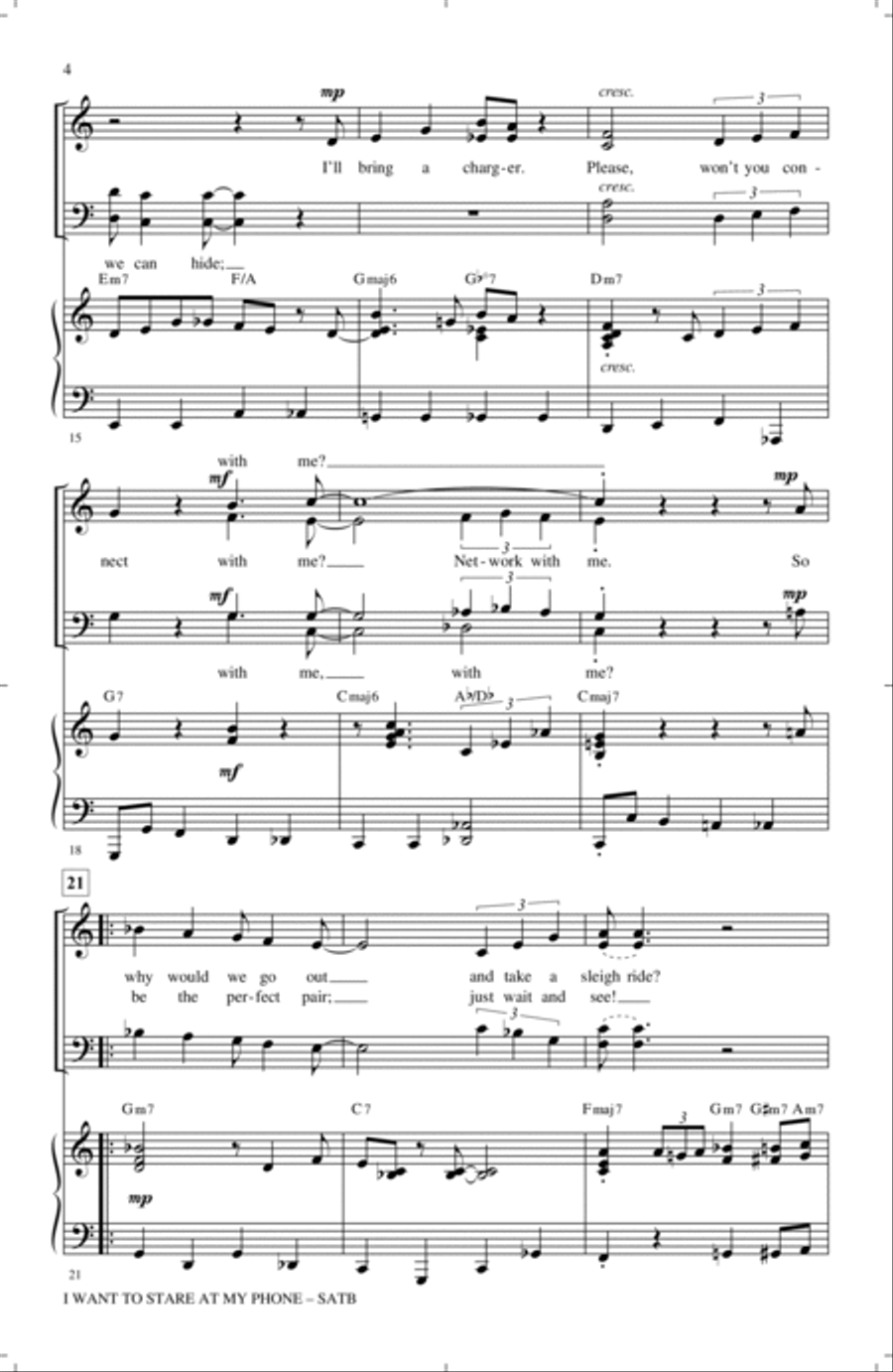 I Want To Stare At My Phone With You (A Millennial Holiday Song) 4-Part scores gallery preview page 3