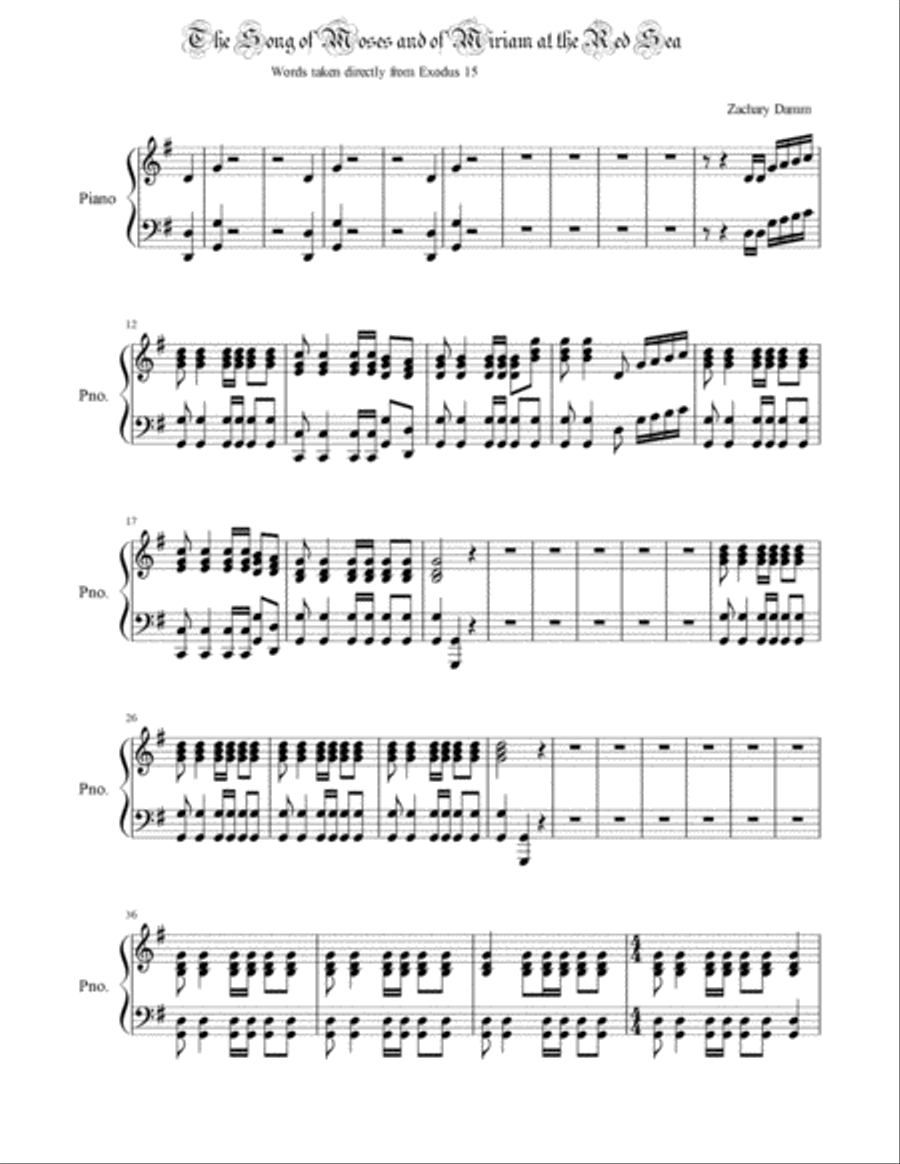 The Song of Moses and of Miriam at the Red Sea - Piano Piano Solo scores gallery preview page 2