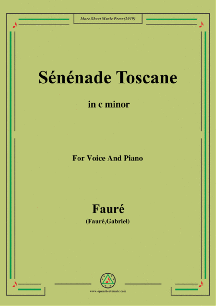 Fauré-Sénénade Toscane,in b flat minor,for Voice and Piano Voice Solo scores gallery preview page 1