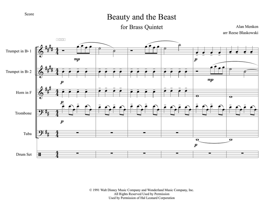 Beauty And The Beast Brass Ensemble scores gallery preview page 1