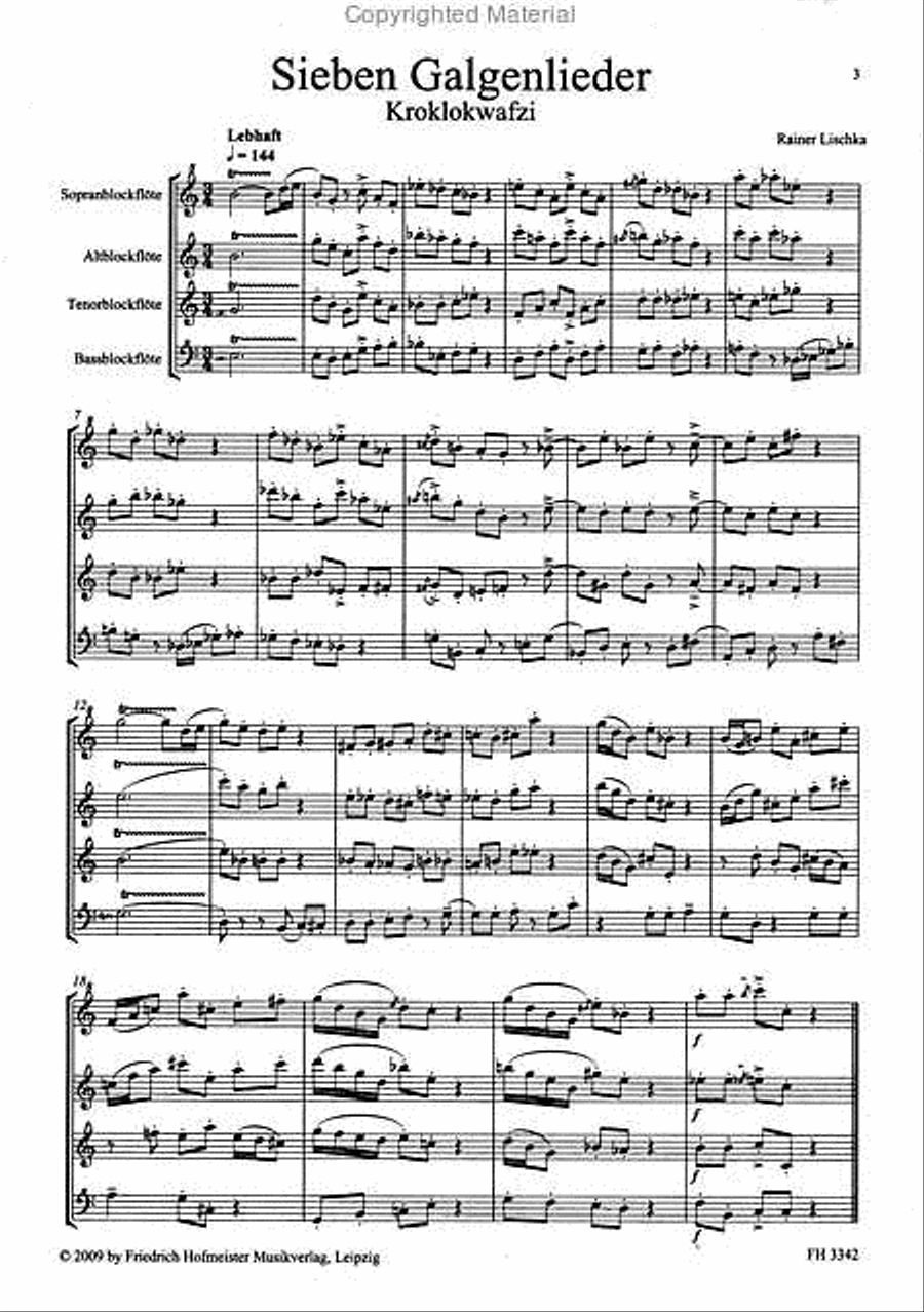 Galgenlieder Bass Recorder scores gallery preview page 2