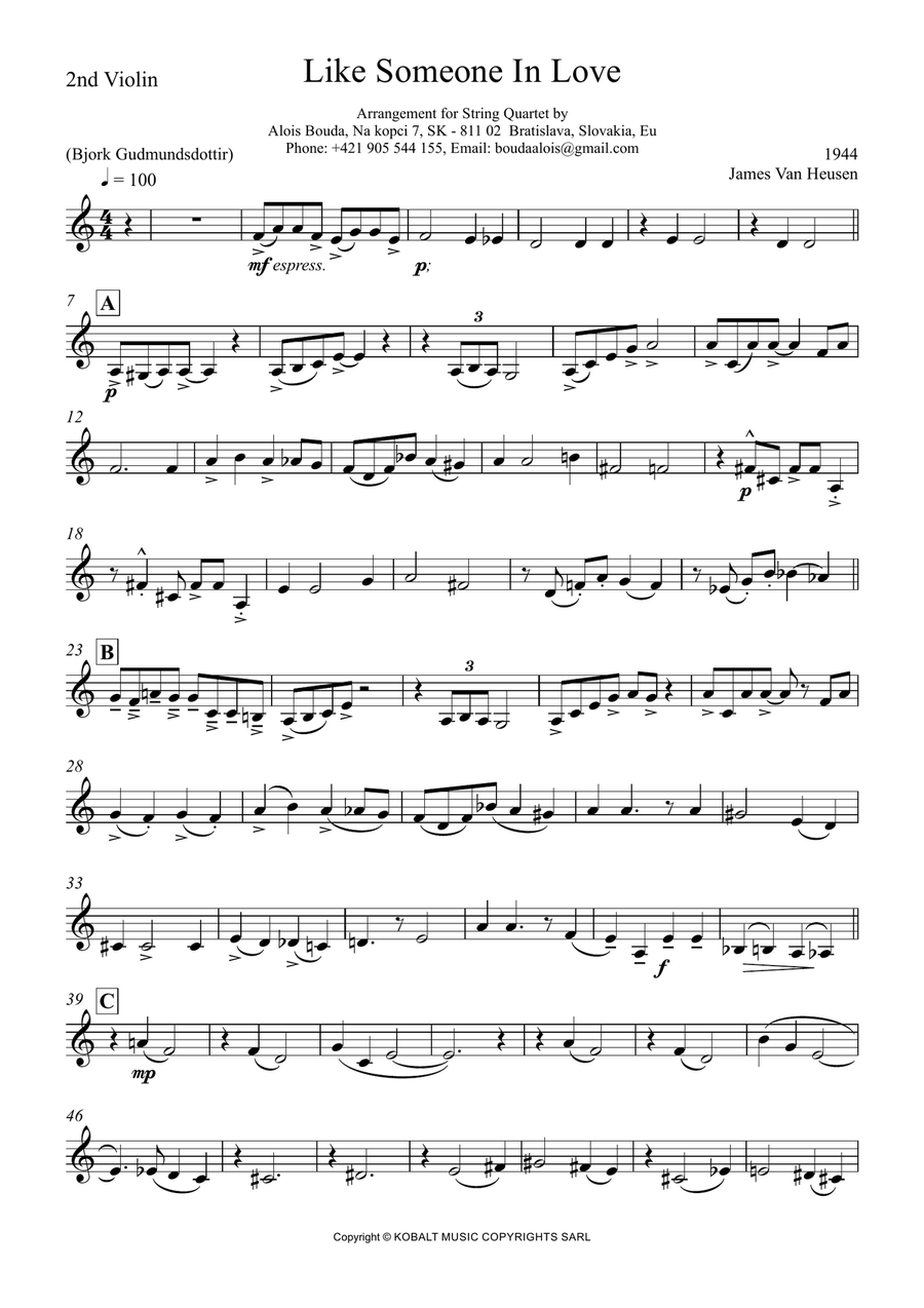 Like Someone In Love String Quartet scores gallery preview page 3