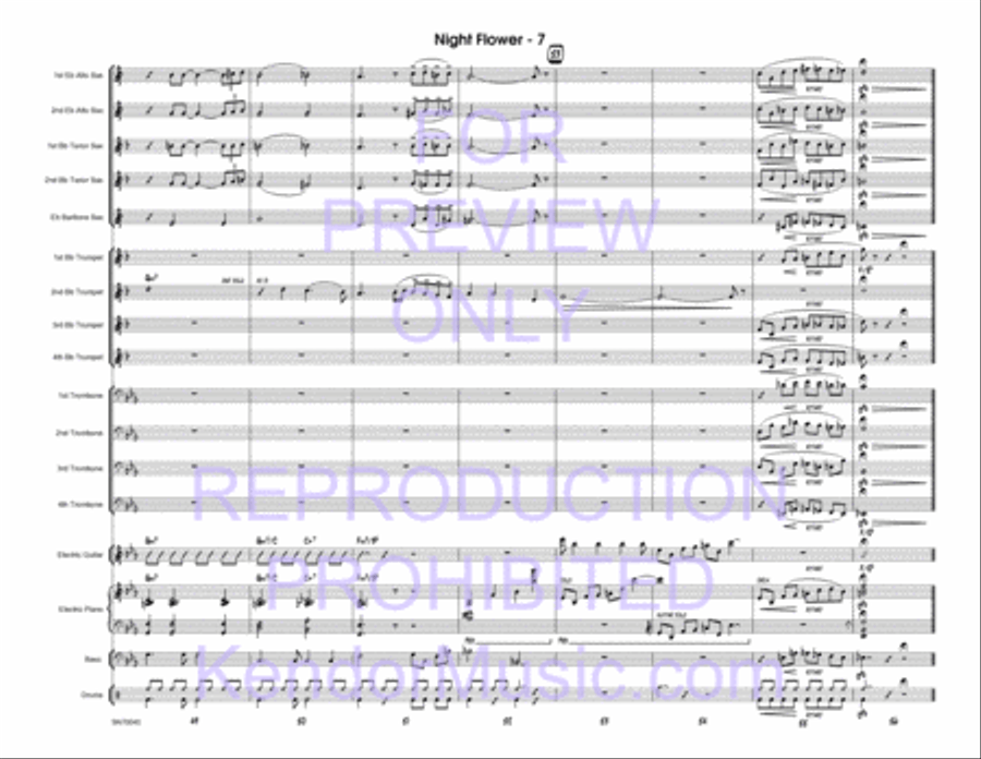 Night Flower (Full Score) Jazz Ensemble scores gallery preview page 8