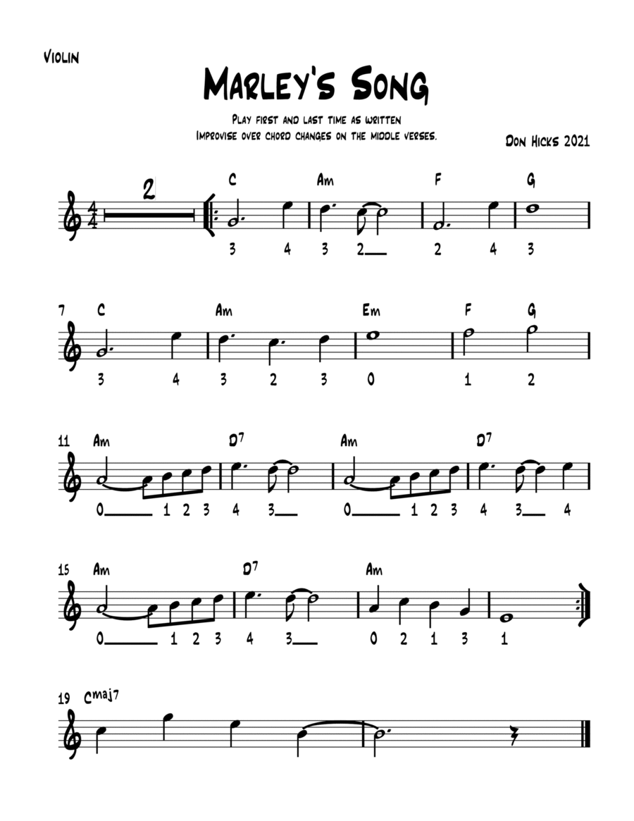 Marley's Song Marley's Song String Duet scores gallery preview page 1