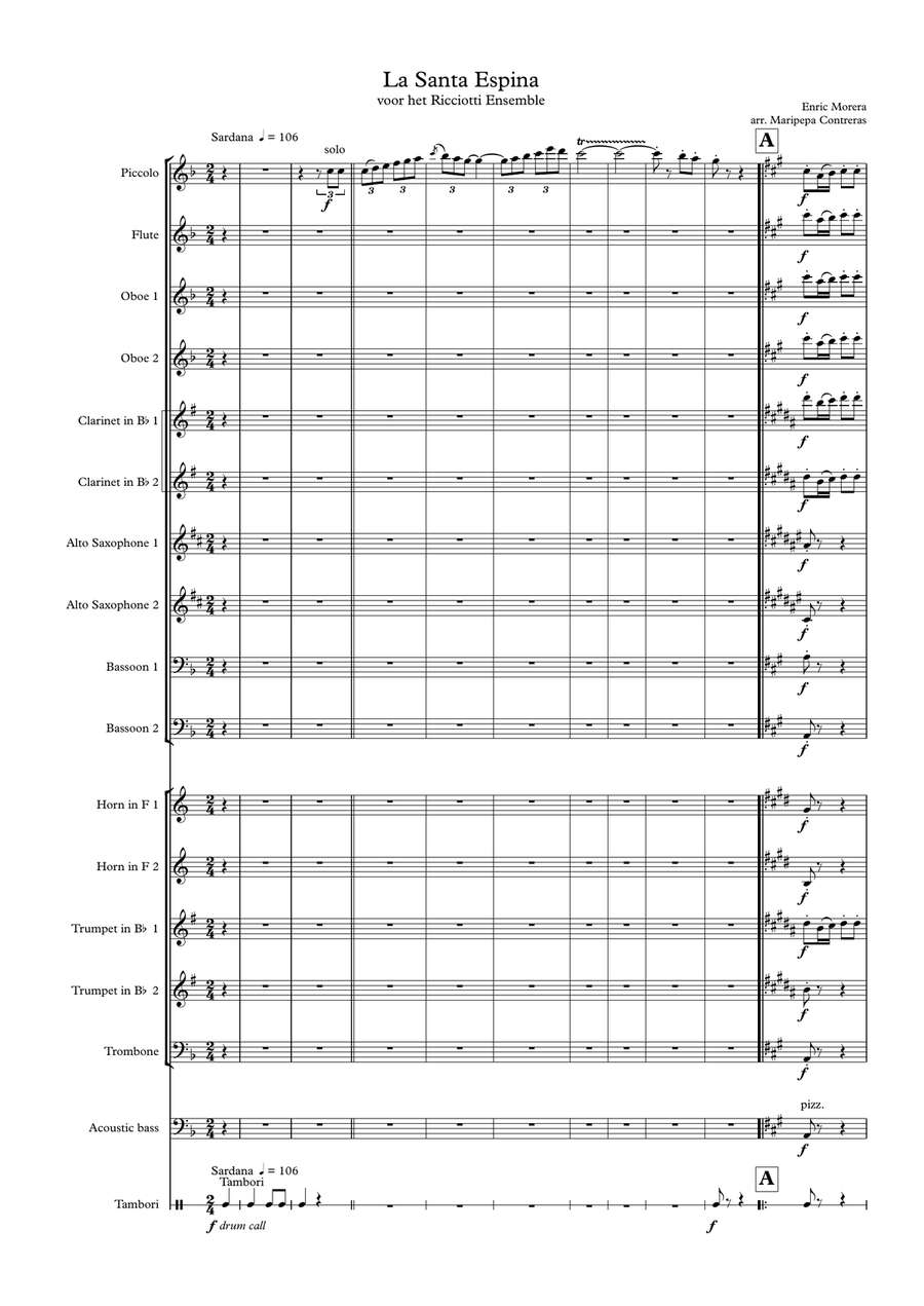 La Santa Espina (for wind ensemble) Large Ensemble scores gallery preview page 1