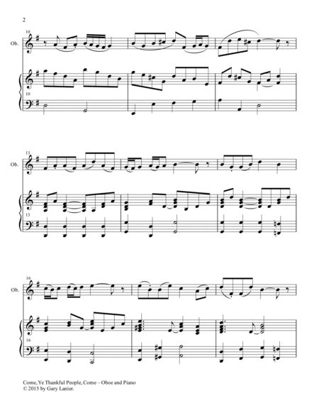 THREE THANKSGIVING HYMNS for Oboe & Piano (Score & Parts included) image number null