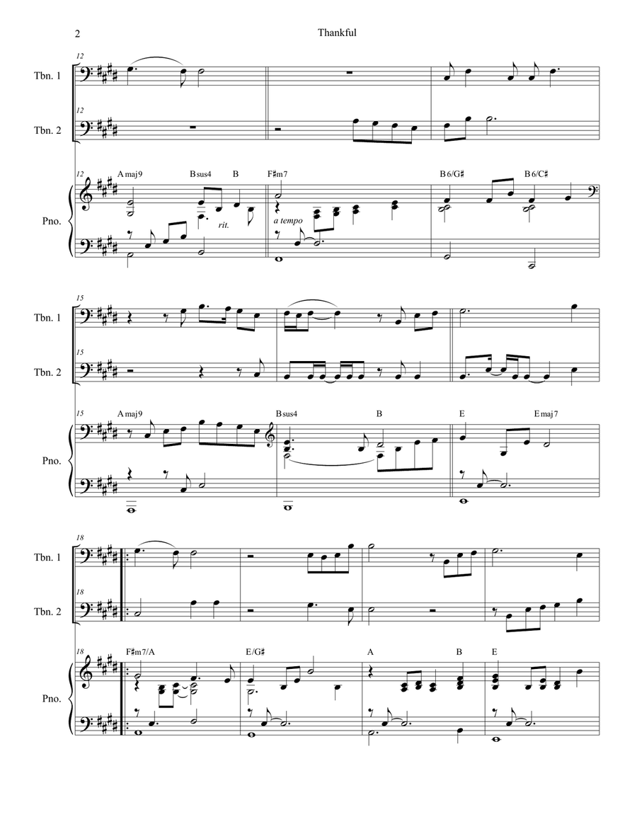 Thankful Trombone Duet scores gallery preview page 2