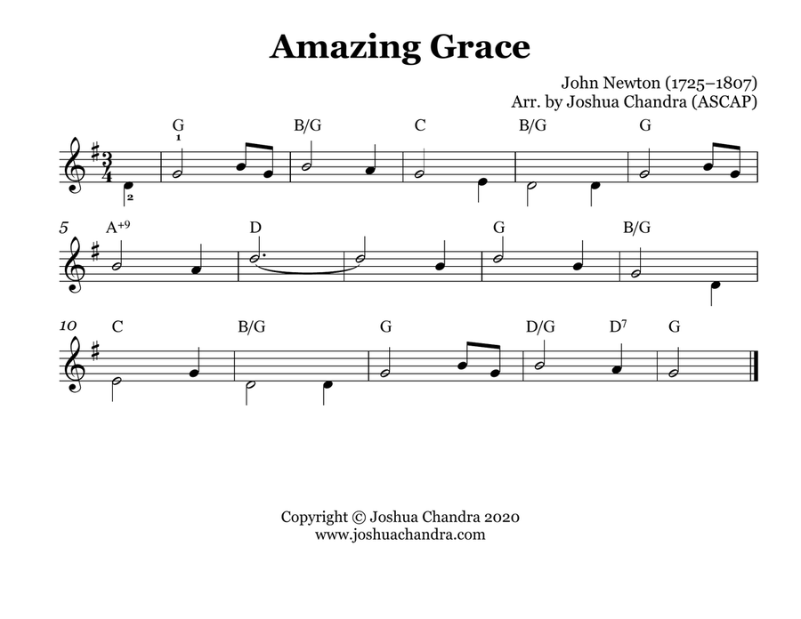 Amazing Grace (Lead Sheet) Piano scores gallery preview page 1