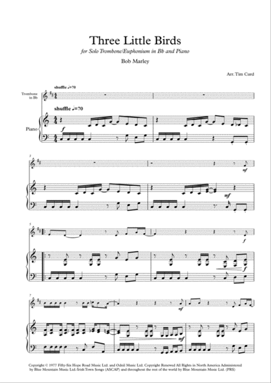 Three Little Birds Piano scores gallery preview page 2