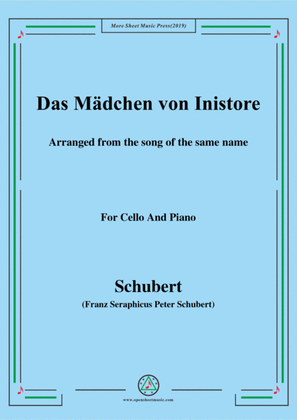 Book cover for Schubert-Das Mädchen von Inistore,for Cello and Piano