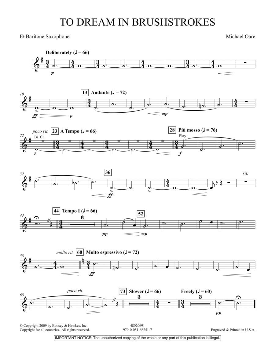 To Dream in Brushstrokes - Eb Baritone Saxophone