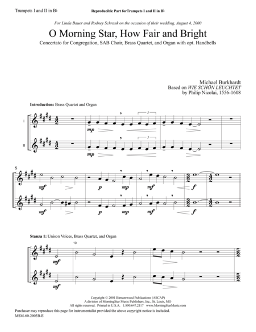 O Morning Star, How Fair and Bright Choir scores gallery preview page 1