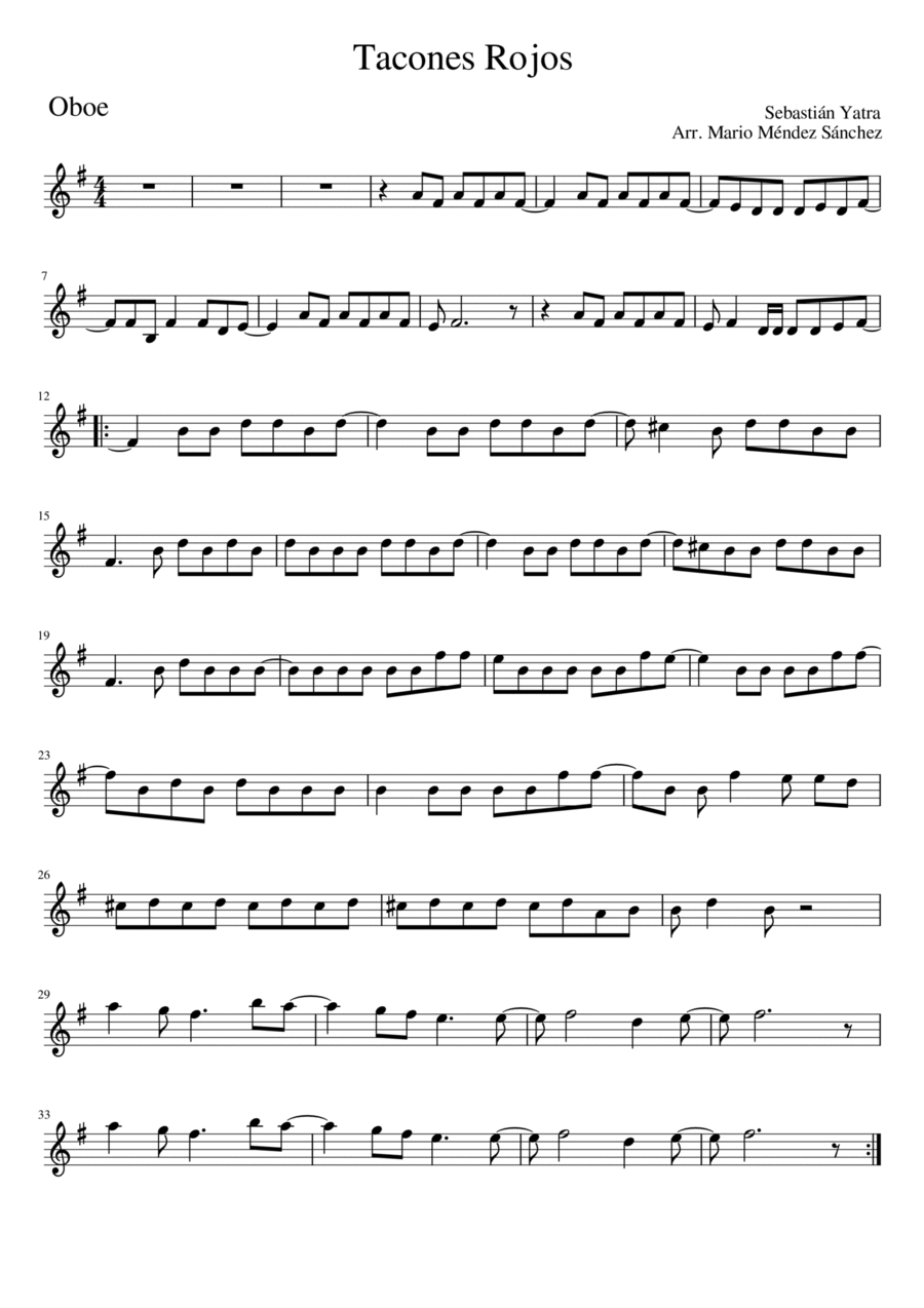 Tacones Rojos Tacones Rojos Oboe Solo scores gallery preview page 1