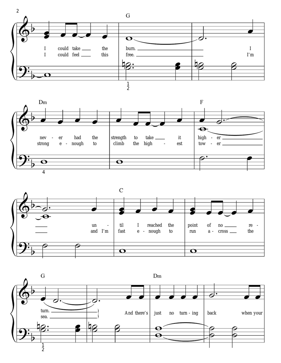 Never Say Never Easy Piano scores gallery preview page 2