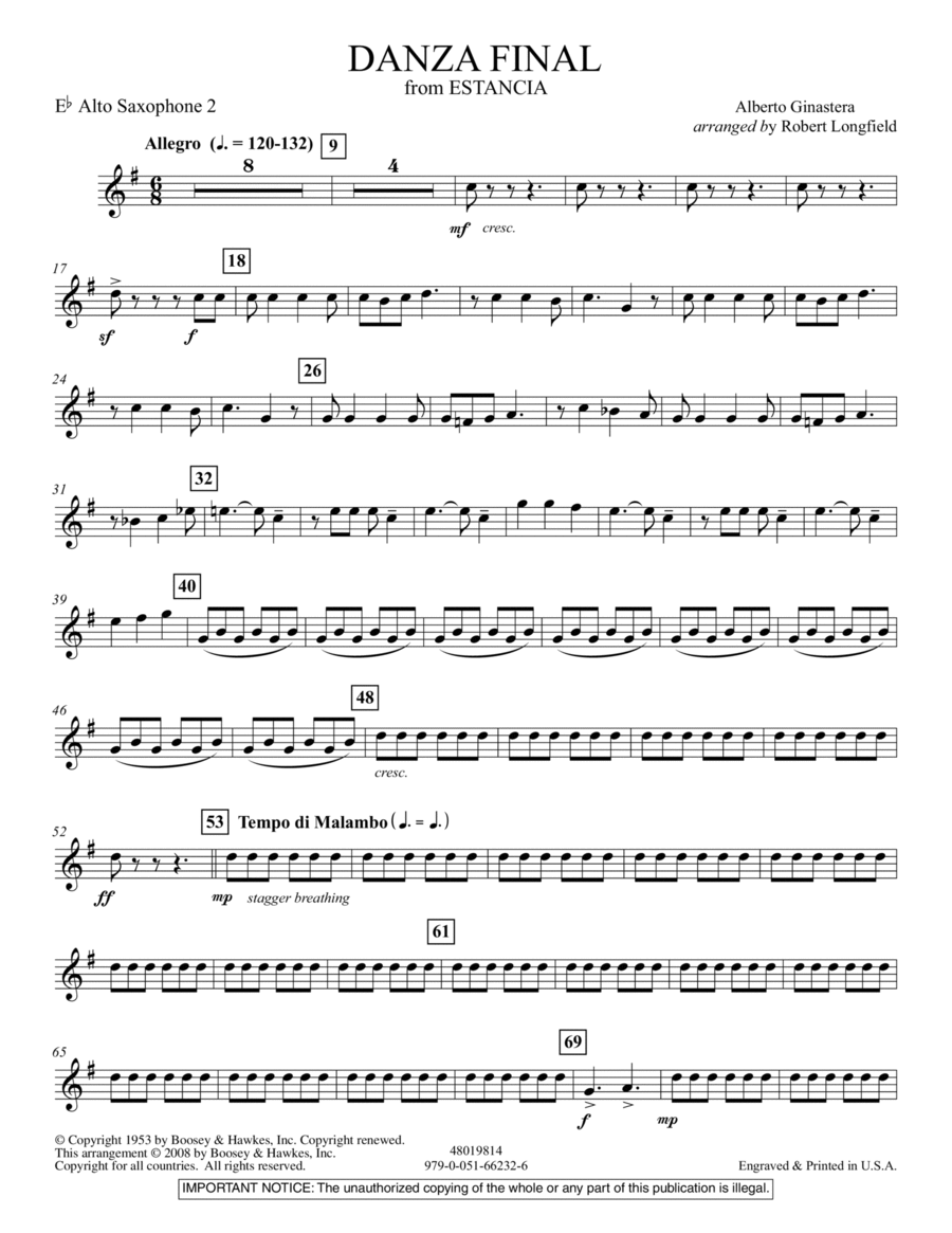 Danza Final (from "Estancia") - Eb Alto Saxophone 2