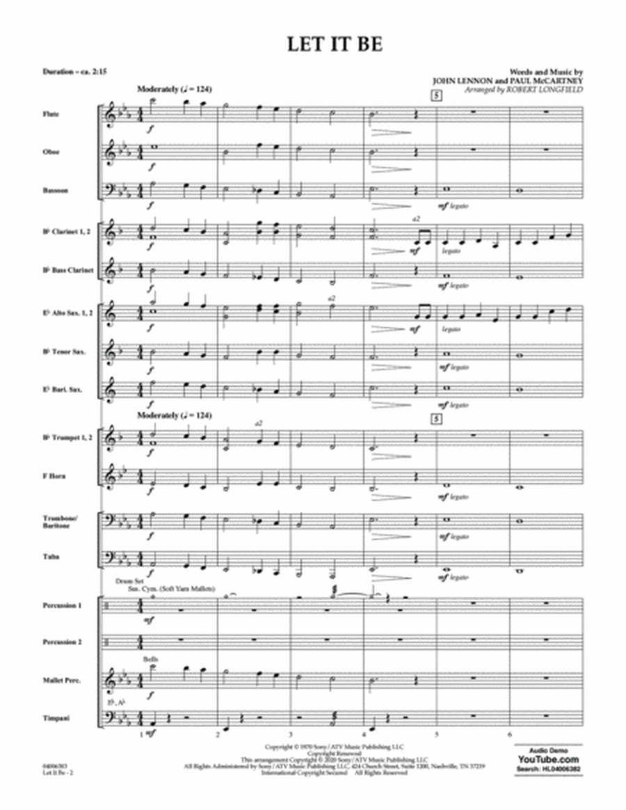 Let It Be (arr. Robert Longfield) - Conductor Score (Full Score)
