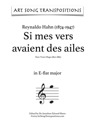 Book cover for HAHN: Si mes vers avaient des ailes (transposed to E-flat major and D major)