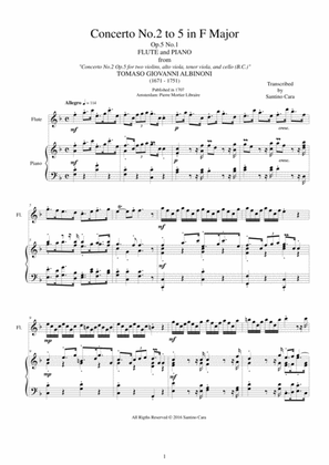 Albinoni - Concerto No.2 to 5 in F major Op.5 for Flute and Piano