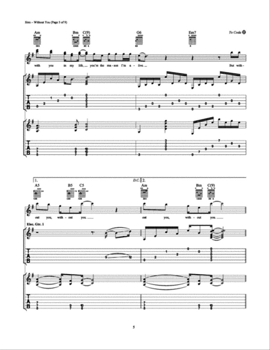 Without You Electric Guitar scores gallery preview page 5