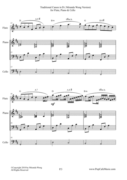 Traditional Canon in D for Flute, Piano & Cello