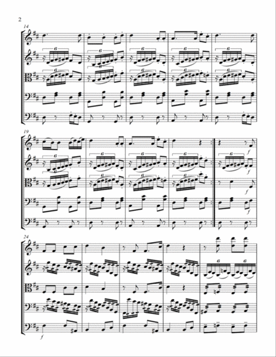 Schubert's leider The Trout arranged for String Quartet with optional Bass String Quartet scores gallery preview page 2
