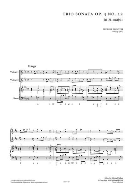 The Six trio sonatas, Op. 4, vol. 2