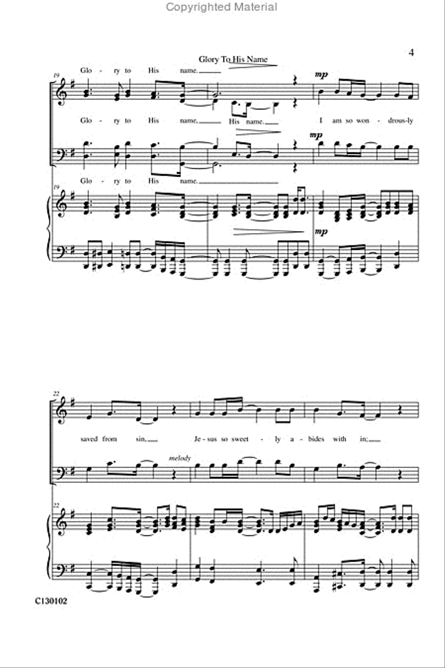 Glory To His Name Glory To His Name 4-Part scores gallery preview page 6