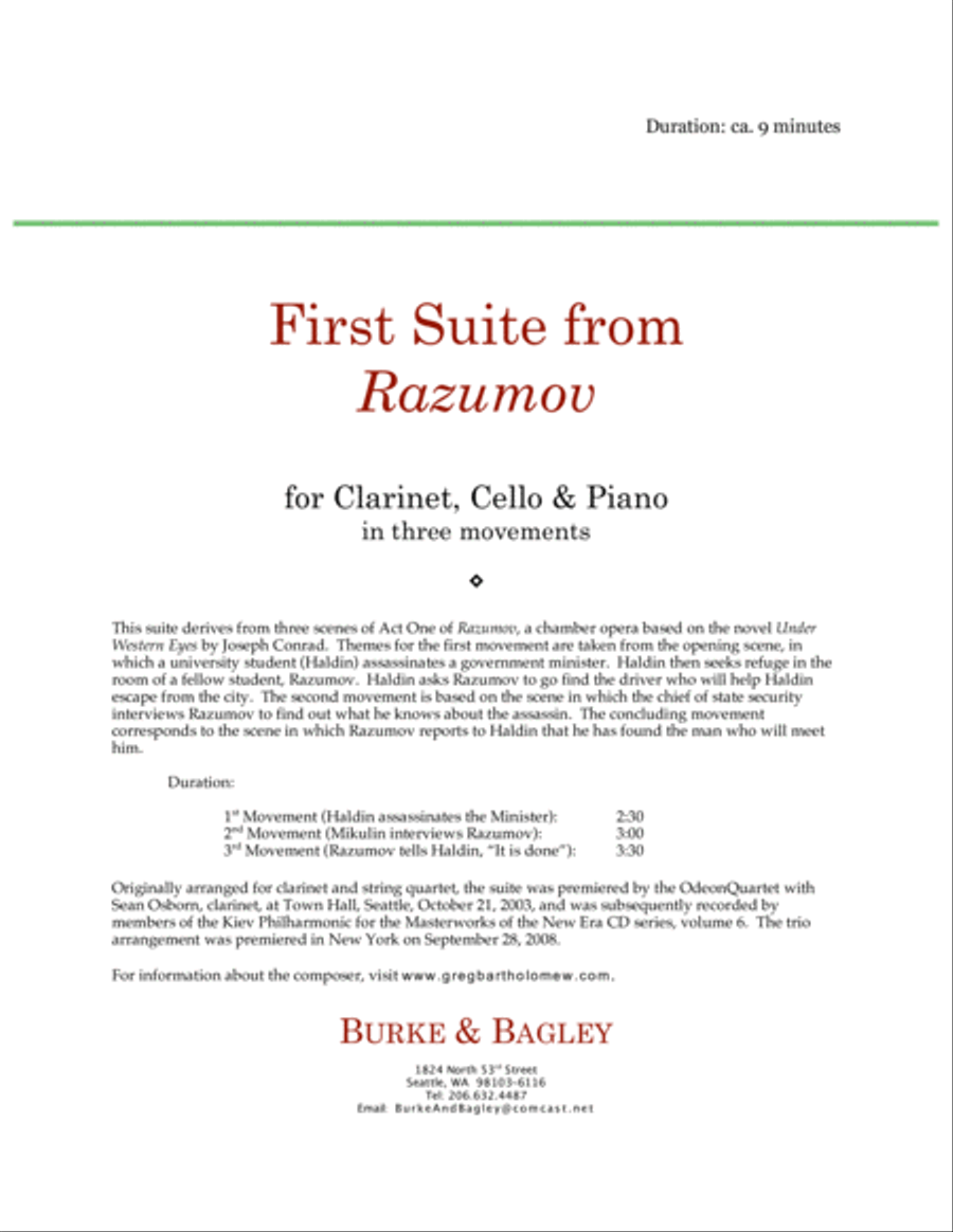 First Suite from Razumov for clarinet trio Clarinet Trio scores gallery preview page 2