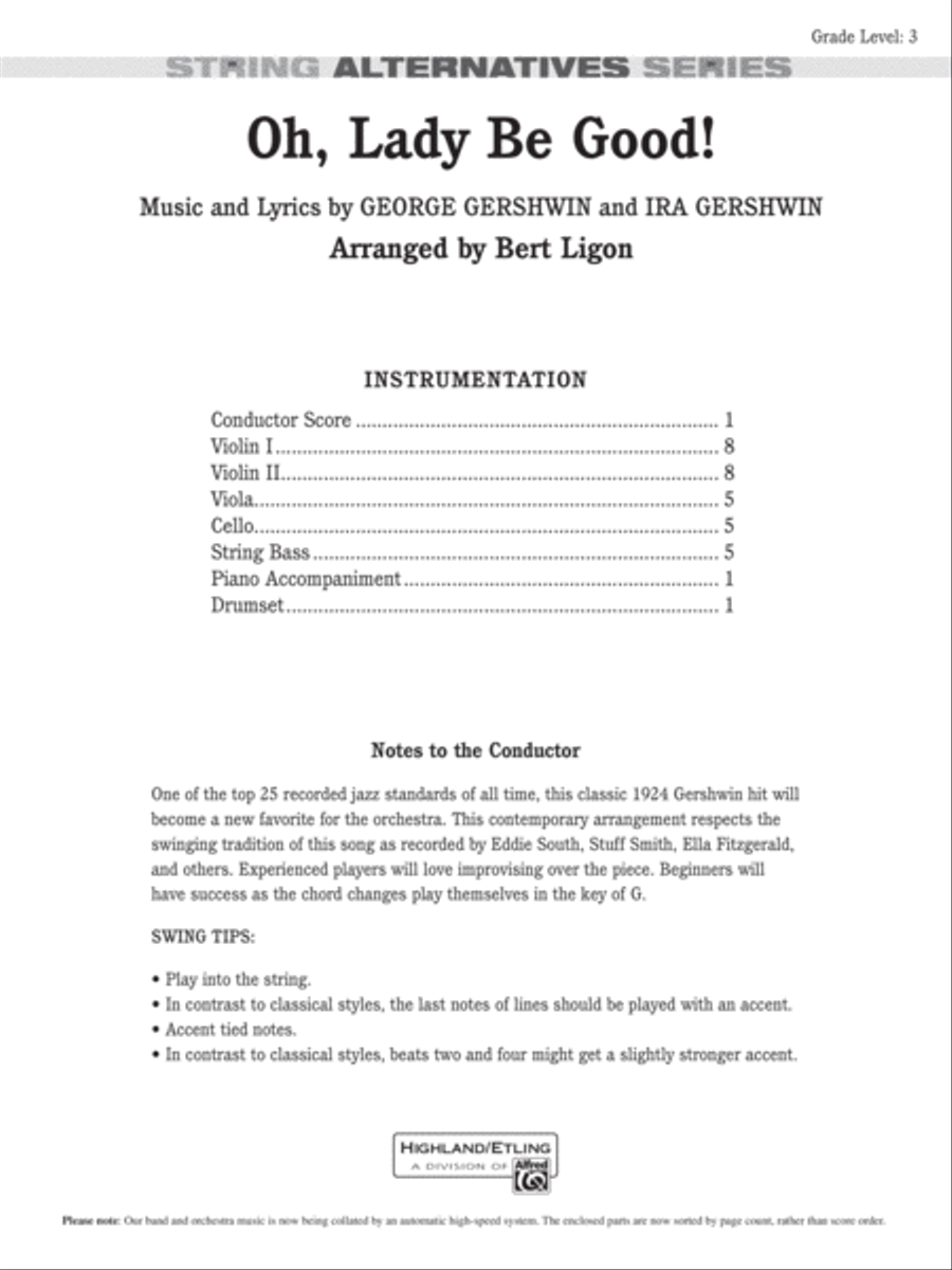 Oh, Lady Be Good!: Score Oh, Lady Be Good!: Score String Orchestra scores gallery preview page 1