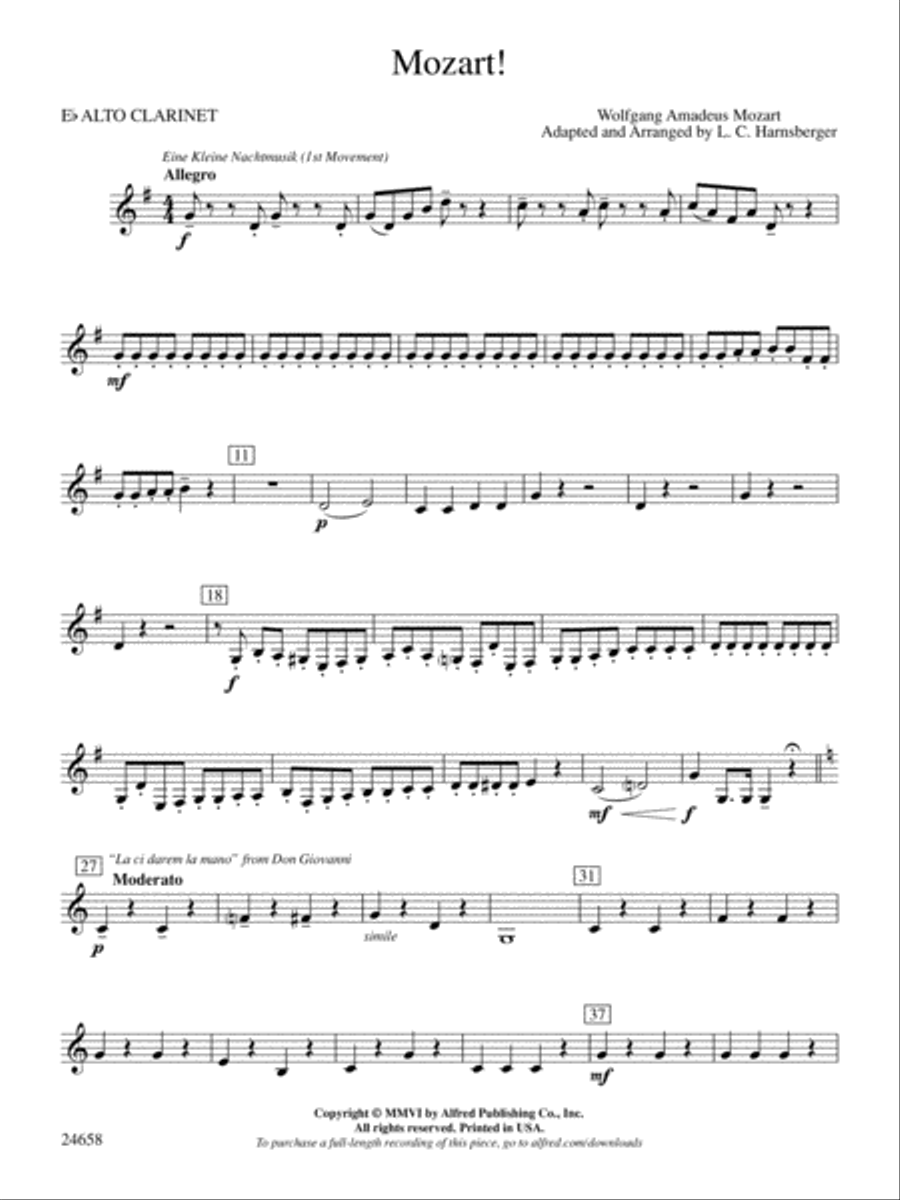Mozart!: E-flat Alto Clarinet Concert Band scores gallery preview page 1