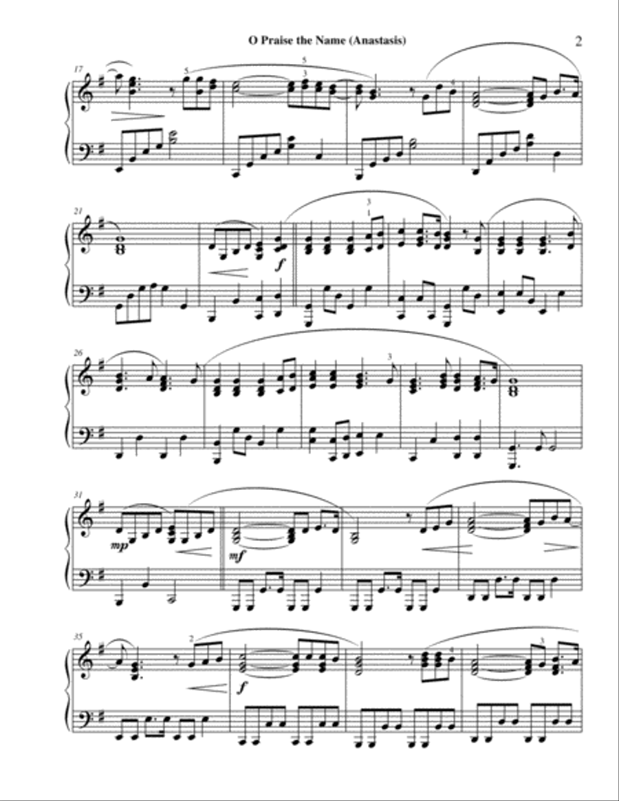 O Praise The Name (anastasis) Piano Solo scores gallery preview page 3
