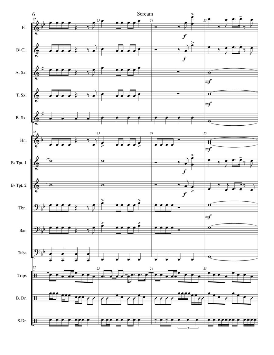 Scream Scream Marching Band scores gallery preview page 6