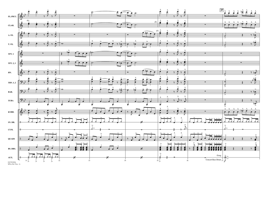 Who Are You - Full Score Who Are You - Full Score Marching Band scores gallery preview page 6